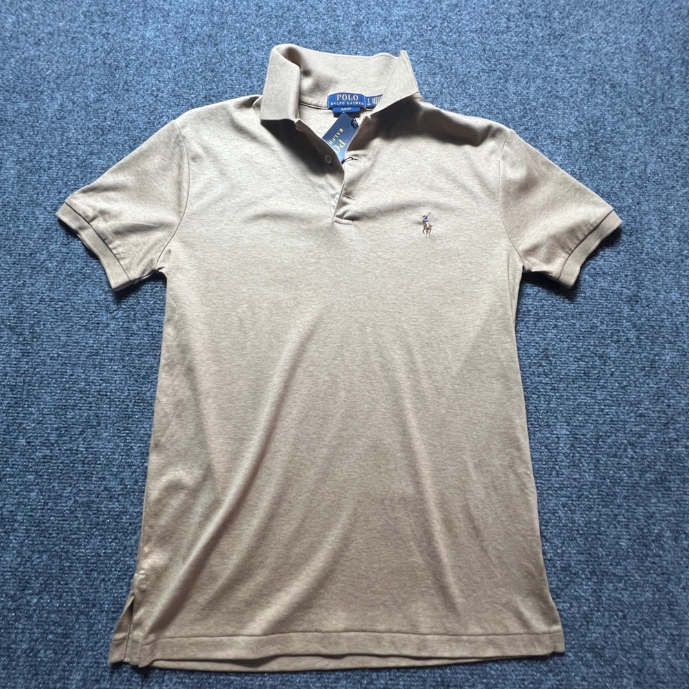 Polo Ralph Lauren Kids Slim Fit Cotton Polo Shirt Camel Tan Small New with Tags